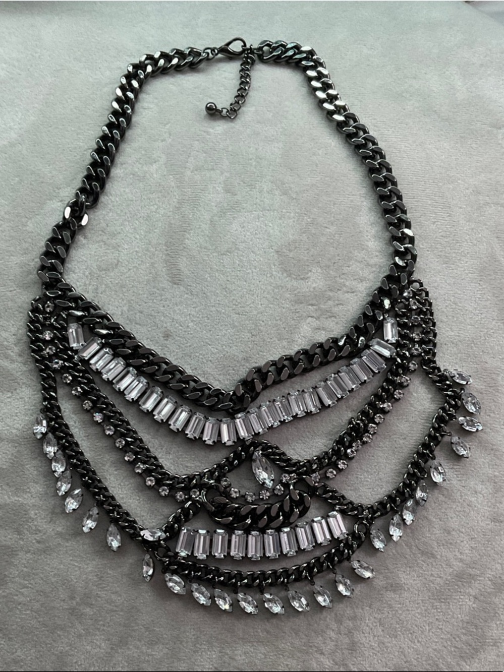 Gunmetal Crystal Statement Necklace - Women Jewelry